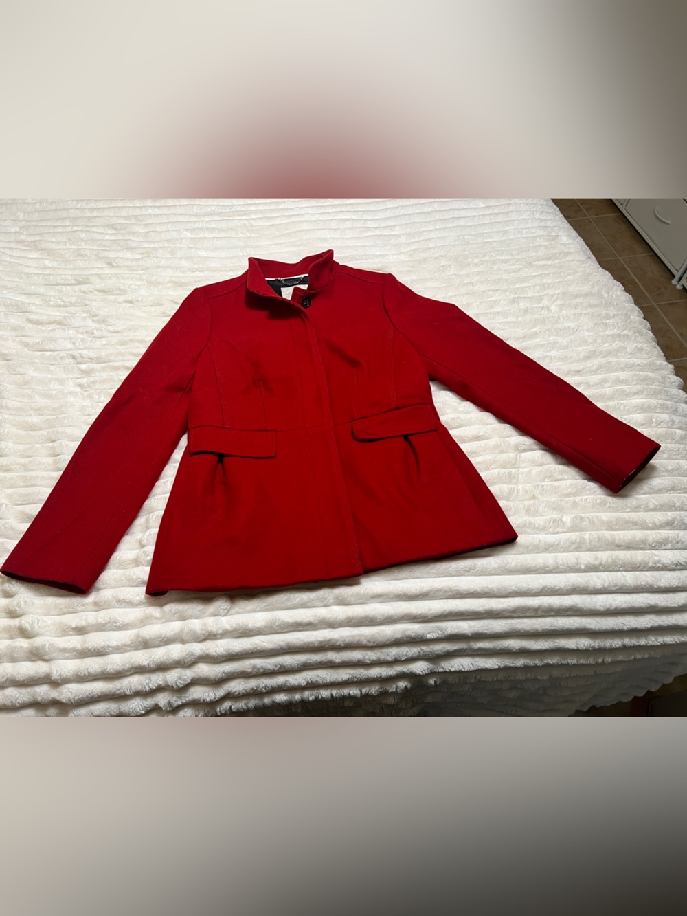 Banana Republic Women's Red Tailored Wool Blend Peacoat